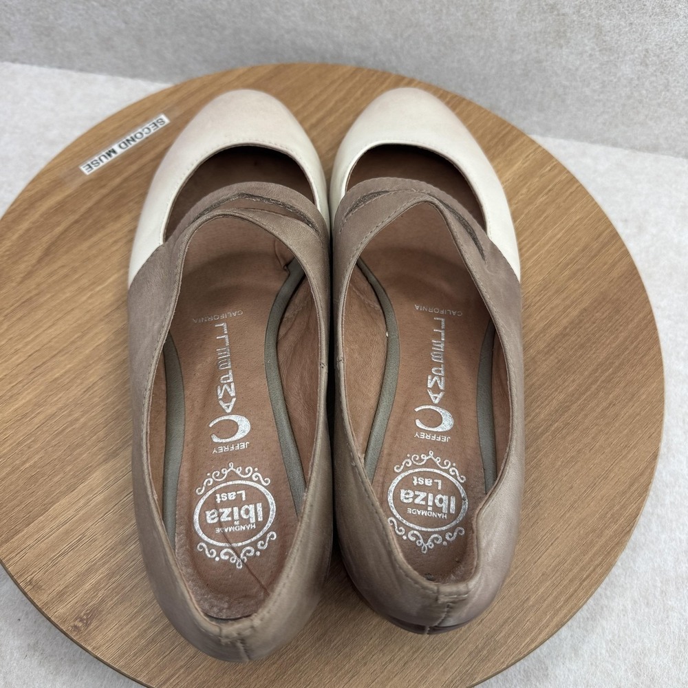 Jeffrey Campbell Shoes Womens 7 Beige Leather Mary Jane Flats Colorblock Casual - Picture 5 of 8